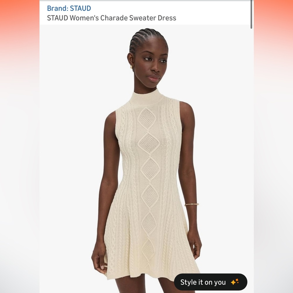 STAUD Cream Charade Sweater Dress